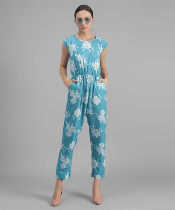 Darzi Women's Crepe Floral Print Jumpsuit Roposo Clout